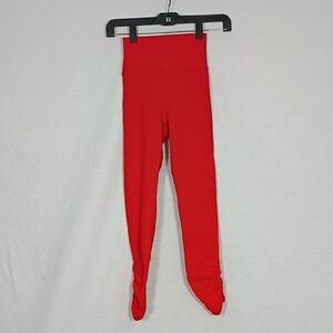 NWT Wilo The Label Fire Red Ruched Workout Leggings Women's Size XS Athleisure